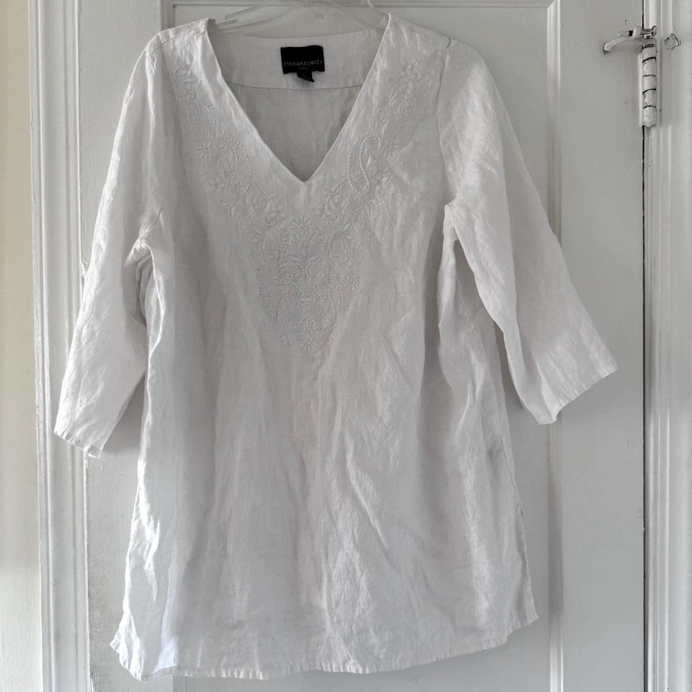 Cynthia Rowley Linen Embroidered Tunic Coastal